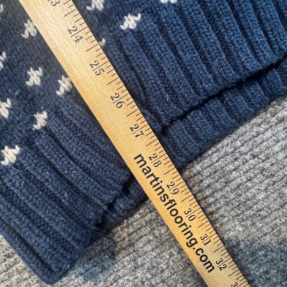 H&M LOGG  Sweater Heavy Nordic Shawl Collar Snowflake Blue Wool Blend Sz Medium - Picture 6 of 14
